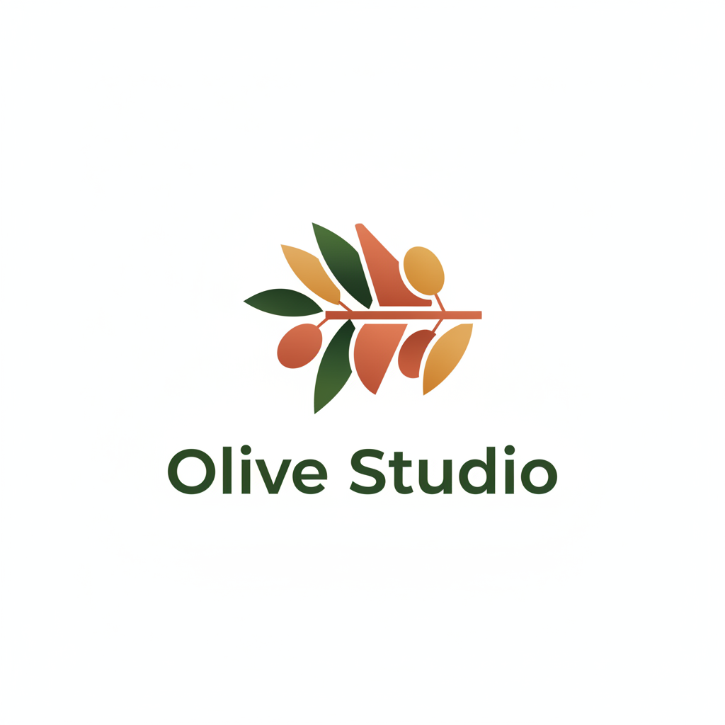לוגו AI - Olive Studio (מודרני, אדמה)